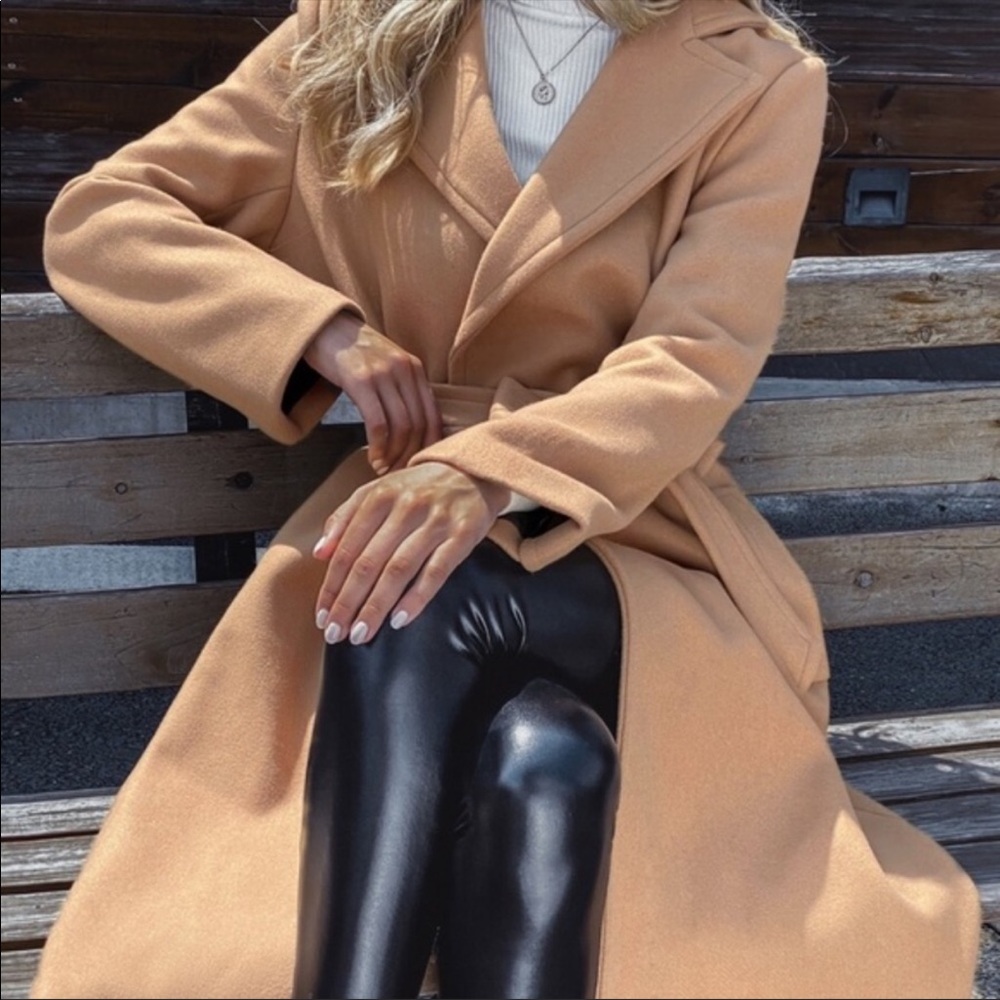 Trench coat pea coat jacket charcoal gray grey - Picture 9 of 16